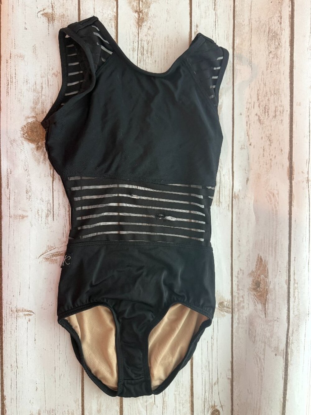 Kandi Kouture Girls CL 7/8 Black Mesh Cutout Dance Leotard